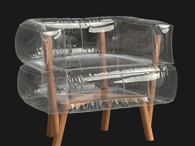 现代充气塑料沙发 亚克力透明沙发 单人沙发SU模型