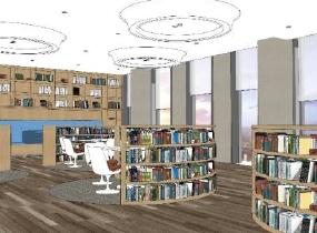 书吧书店 图书馆阅览室SU模型