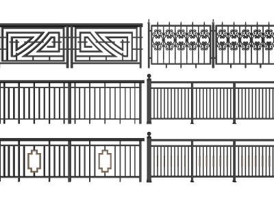 现代铁艺栏杆 铁艺围栏 铁艺护栏 (8)SU模型