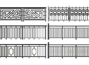 现代铁艺栏杆 铁艺围栏 铁艺护栏 (8)SU模型