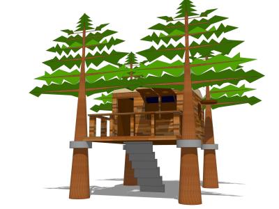 树屋 木屋 (11)SU模型