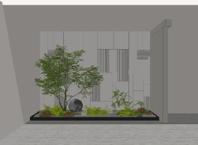 现代庭院景观小品室内中庭造景SU模型
