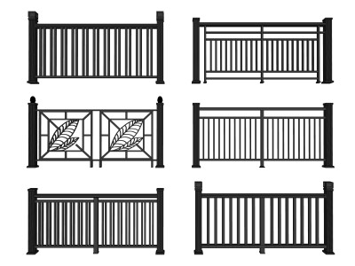 现代铁艺栏杆 铁艺围栏 铁艺护栏 (6)SU模型