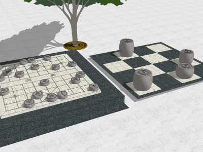 象棋小品 石凳SU模型