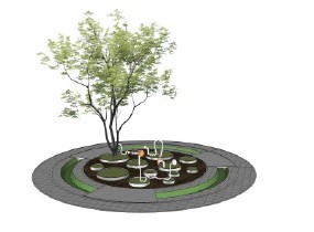 圆形广场景观节点 (2)SU模型