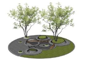 圆形广场景观节点 (3)SU模型