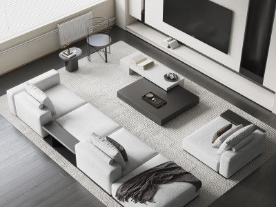 现代客厅组合沙发 沙发茶几SU模型