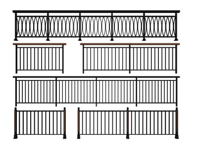 现代铁艺栏杆 铁艺围栏 铁艺护栏 (4)SU模型