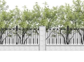 现代围墙 围栏 景观小品 栅栏 景墙 (3)SU模型