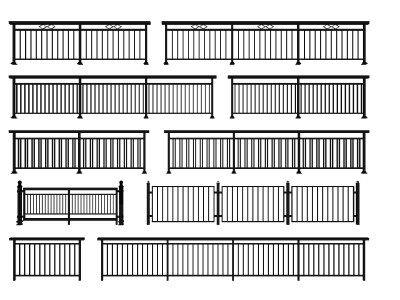 现代铁艺栏杆 铁艺围栏 铁艺护栏 (3)SU模型