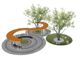 圆形广场景观节点 (6)SU模型