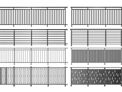 现代铁艺栏杆 铁艺围栏 铁艺护栏 (10)SU模型