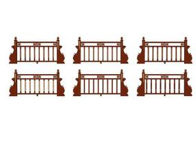 中式实木栏杆 护栏SU模型