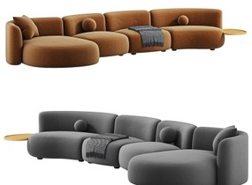 现代多人沙发 弧形沙发SU模型