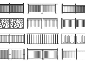 现代铁艺栏杆 铁艺围栏 铁艺护栏 (7)SU模型