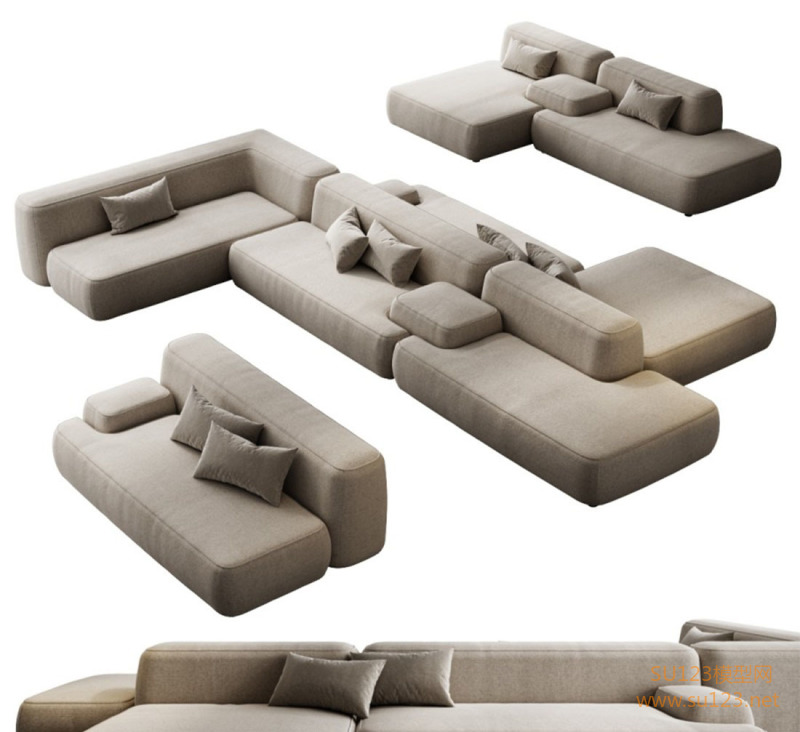 现代转角沙发 模块沙发 多人沙发SU模型
