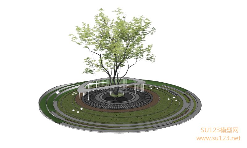 圆形广场景观节点 (5)SU模型