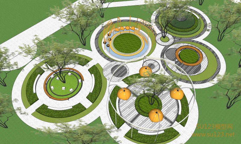 园林景观广场节点 (3)SU模型