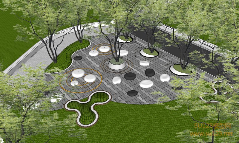 园林景观广场节点 (8)SU模型