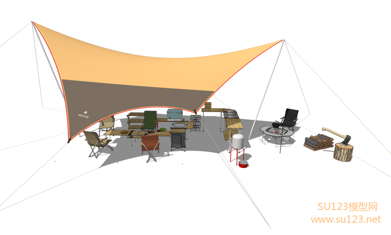 天幕 露营帐篷3SU模型