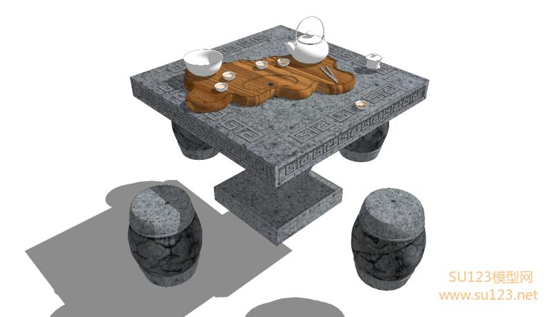 茶台 公园 石桌 石凳 公园下棋石桌石凳石台桌SU模型